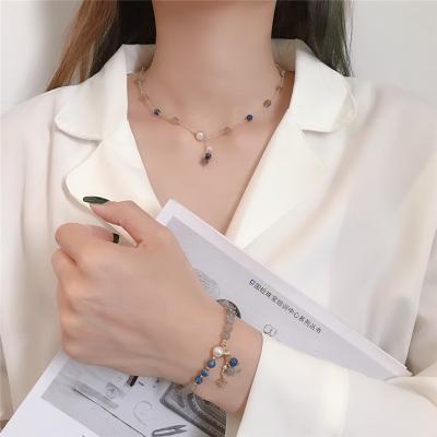 China High quality pearl fine freshwater lapis lazuli set bridal jewelry necklace bracelet women jewelry sets for sale