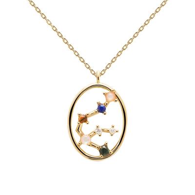 China High Quality 12 Simple Constellation Pendant Necklace 925 Sterling Silver Gold Plated Spanish Palladium Necklace for sale