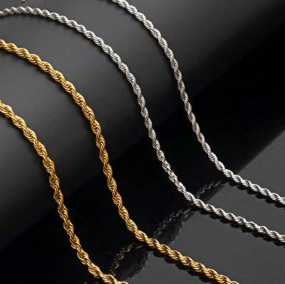 China Custom Made High Quality Long Length Gold Plated Rope Chain Men's Stainless Steel Necklace Jewelry for sale