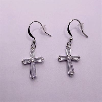 China Ladies Gold Earrings Zircon Inner Earrings - CLASSIC Religious Cross Plating Earrings for sale