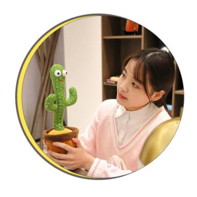 China Funny twisted fabric kids cactus toys can sing and dance cactus can burn plush toys magic swing luminous toy for sale