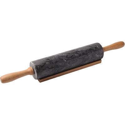 China Sustainable Cooking Tools High Quality Marble Kitchen Pin With Wooden Base And Handles for sale