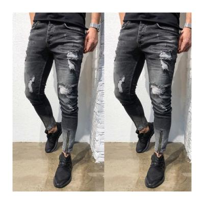 China High quality QUICK DRY elastic zipper men's best-selling ankle jeans ripped slim color men's jeans for sale