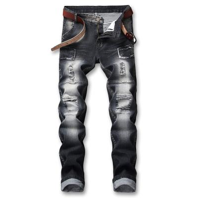 China QUICK DRY Mens Skinny Slim Fit Jogger Jeans Denim Pants Stretch Straight Leg Fashion Jeans Ripped Retro Beggar Pants Jeans For Men for sale