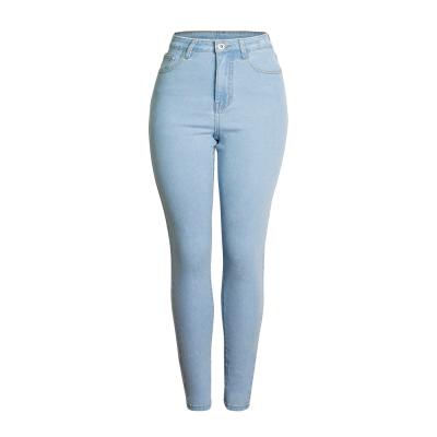 China Popular Hot Women's High Waist Solid Color QUICK DRY Slim Stretch Denim Pants Washed Skinny Jeans for sale