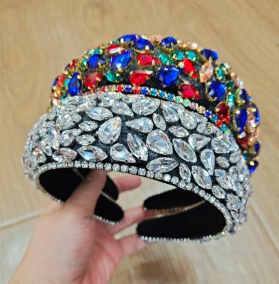 China Other Latest Design 2021 Fashion Fancy Large Leaf Diamond Stone Headband Sweet Cute Luxury Crystal Headband for sale