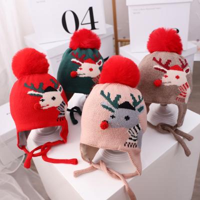 China Factory Good Quality 2020 COMMON Wholesale Elk Winter Autumn Christmas Knitted Baby Beanie Hat for sale