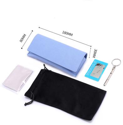 China 2022 New Fashion PU Custom Logo Printing Screwdriver Glasses Bag Glass Cloth Trial Card Sunglasses Case Polarization Leather Set for sale