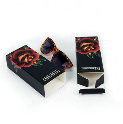 China 2022 new fashion logo paper custom hot selling flowers print sunglasses high-grade pull-out cardboard box for sale