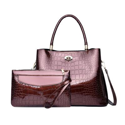 China NEW Fashion 2021 Retro Crocodile Pattern High Quality Shoulder Bag Large Tote Bag Set for sale