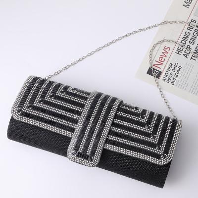 China Hot Drilling Chains Shoulder Evening Clutch Bag Cyrstal Evening Clutch Bags PU Fashion Purse Bags Wallets Handbags for sale