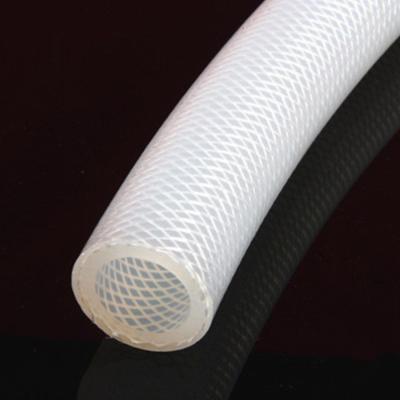 China Food Industry High Pressure Flexible Fabric Braided Food Grade Clear Soft Platinum Cured Silicone Reinforced Tubing for sale