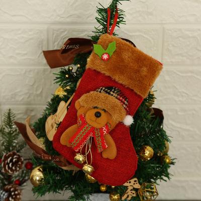 China Indoor Wholesale Praise Christmas Light Flashing Canvas Stocking for sale