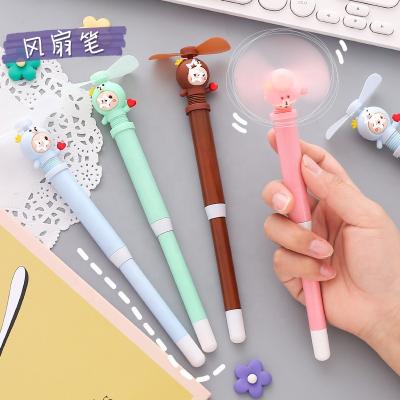 China Creative Cartoon Mini Pocket Size Fan With Handheld Smooth Writing Ballpoint Pen, Replaceable Battery Silent Fan With Pen for sale