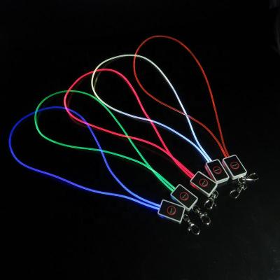 China EU/USA/EU Free Sample Custom Glow In The Night LED Flashing Light Up Glowing Lanyard Light With Custom Logo LED Key Chain Lanyard for sale