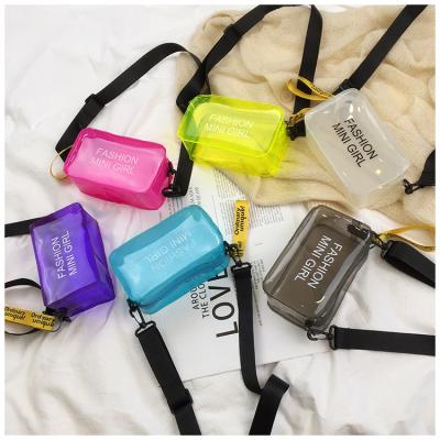 China Fashion Fashion Letter Printed Clear Mini Shoulder Messenger Bag Transparent PVC Handbags Women Jelly Purse for sale