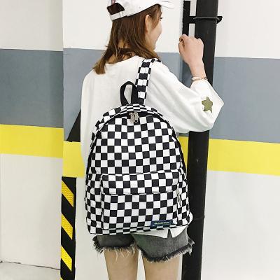 China Chic waterproof fashion school bag men and women backpack Hong Kong Central Institute of Statistics canvas backpack travel women school Checkerboard Lattice style for sale