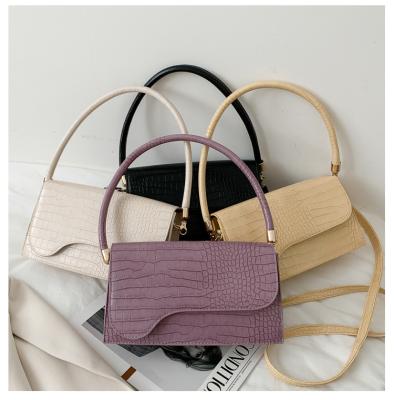 China Wholesale Fashion Luxury Vegan Purses and Handbags Designers Small Crocodile Grain Leather Single Shoulder Bag Diagonal Square Women for sale