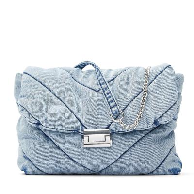 China New Fashion Indigo Oversized Stitched Shoulder Cross - Body Bag Ladies Bag 2022 Handbags Purse Washed Denim for sale