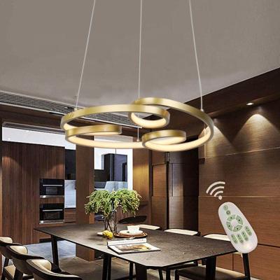 China Modern Contemporary Italian Design Gold Cooper Aluminum Acrylic Radio Led Hanging Light Led Chandelier Light Ring Lights for sale