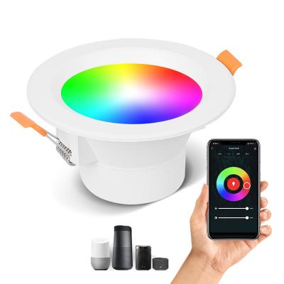 China High Lumens Energy Saving Google Home Alexa Tuya Phone Adjustable Led RGB Downlight Recessed Down Light RGB Led Ceiling Downlight for sale