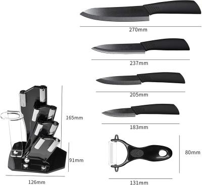 China Durable Non-Slip Sustainable Knife Set Handle 5 Pcs Black Ceramic Knife Set for sale