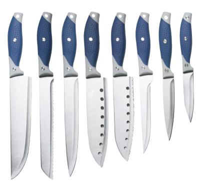 China New Design 8pcs Sustainable Chefs Stamped Multifunctional Stainless Steel Kitchen Block Knife Set for sale