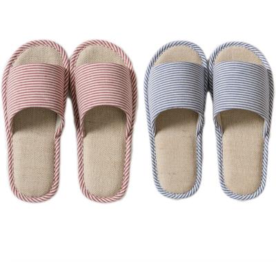 China Fashion Trend Women's Comfortable Summer Open Toe Linen Memory Foam Casual Indoor Bedroom Slippers for sale