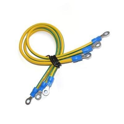 China Lighting Fixture Electrical Ground Cable 18AWG0.75 Square 1015 Yellow Green Ground Wire With M10 Hook Earth Wire for sale