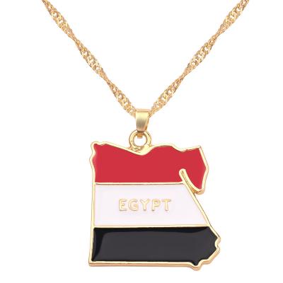 China Nickel-Free Lead-Free Trendy titanium alloy Africa Egypt map pyramid pendant travelling gift charms chain necklace jewelry for patriotic men and women for sale