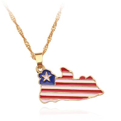 China Nickel-Free Lead-Free Trendy titanium alloy Africa Liberia map pendant travelling gift charms chain necklace jewelry for patriotic men and women for sale