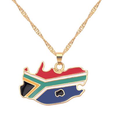 China Nickel-Free Lead-Free Trendy titanium alloy South Africa map pendant travelling gift charms chain necklace jewelry for patriotic men and women for sale