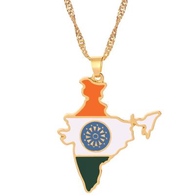 China Nickel-Free Lead-Free Trendy titanium alloy South Asia India map pendant travelling gift charms chain necklace jewelry for patriotic men and women for sale