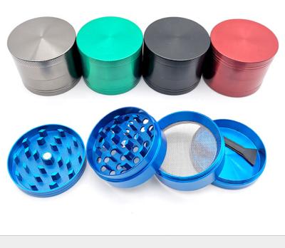 China 50mm standard size 4 layer zinc metal portable/smart handheld eco-friendly tobacco grinder different colors and logo printing for sale