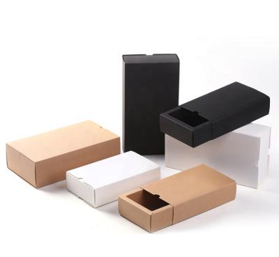 China Recyclable Flower Tea Kraft Paper Gift Boxes Drawer Slide Customize Logo Printing Black White Kraft Paper Cardboard Candy Wedding Box for sale