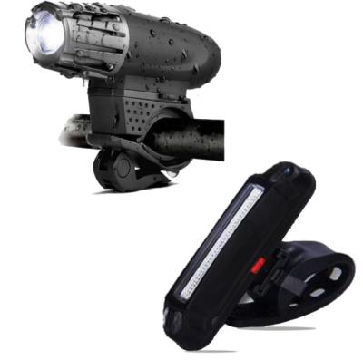 China Bicycle Led Light 2 in 1 USB Rechargeable Bike Light Set, Super Smart Front Lamp and Red Rear Light with Emergency Flashlight for sale