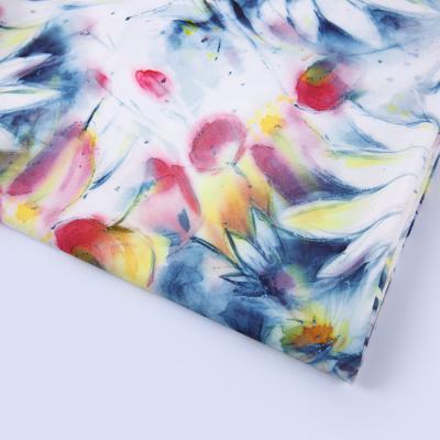 China High Quality Anti-static Oil Painting Flower Design Printed Polyester Spandex Fashion Fabric For Women for sale