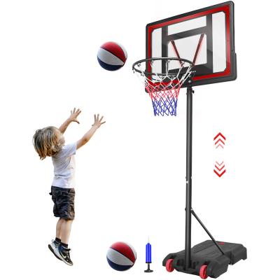 China Antufer BS02 33inch 5.5ft-7ft Iron Adjustable Outdoor Portable Basketball Hoop Red Painted Mobile Stand With Backboard For Kids for sale