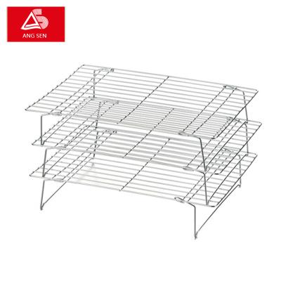 China Most Popular 3 Tier Sustainable Pile Able Metal Wire Cooling Rack For Bread Cookie Cake for sale