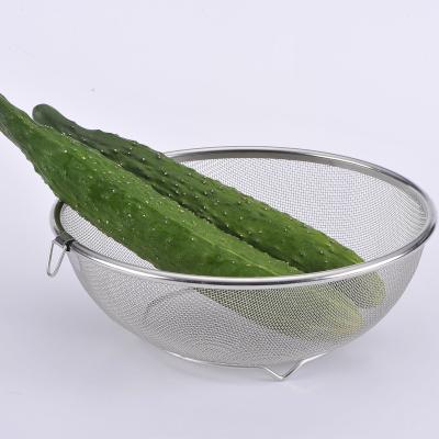 China Viable Round Fine Fruit Noodles Strainer Stainless Steel Mesh Food Strainer Basket Vegetable for sale