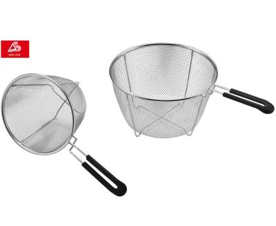 China Sustainable Deep Shape Fine Mesh Basket Frying Sieve for sale