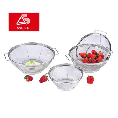 China Viable Fine Mesh Basket - Fine Mesh Stainless Steel Mesh Strainer Bowl Drainer Vegetable Colander Strainer with Support Wire for sale