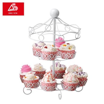 China Sustainable Hot Sale 3 Tier White Cake Stand For Facilitate Hanging Cake for sale