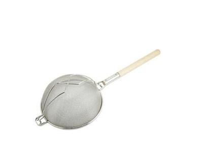 China Sustainable Heavy Duty Double Mesh Strainer With Wooden Handle for sale