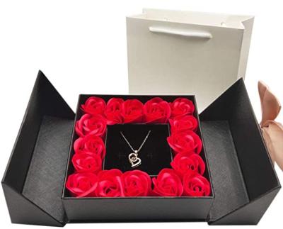 China Reused Materials Custom Logo Luxury Rose Gift Box With Heart Design Square Cardboard Gift Box With Lids for sale