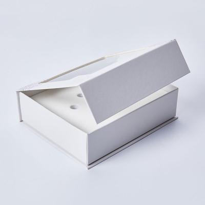 China Recycled Materials Cardboard Package Custom Box With Transparent Window Book Shape Box With Magnet Lid for sale