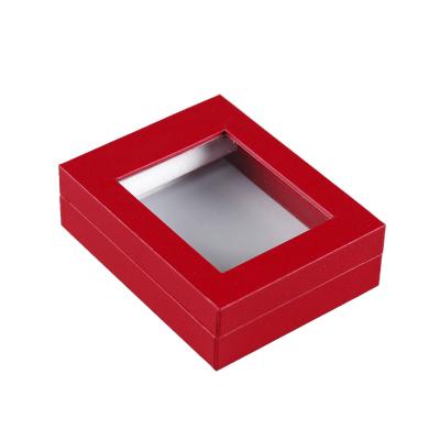 China Recycled Materials Crate Package Custom Jewelry Packaging Boxes Gift Earring Necklace Ring Gemstone Display Cardboard Box With Clear PET Window for sale