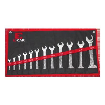 China Carbon Steel E-CAR Private Label Key Set Double Open End Wrench Set of 12 pcs for sale