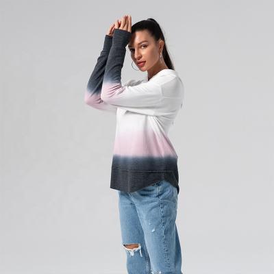 China White Casual Sleeve Print Sweater Anti-pilling Long Crewneck Tie-Dye Cropped Top Autumn Falling Shoulder Tie-Dye Cropped Sweatshirt for sale