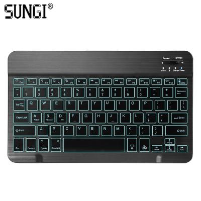 China Wireless Slim RGB 7 Colors Light Blue Tooth Wireless Backlit Keyboard Rechargeable For IPAD Tablet Phone for sale